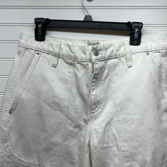 J Crew Re-Imagined High Waisted Cropped White Denim Jeans Size 30 Tall - Picture 3 of 11
